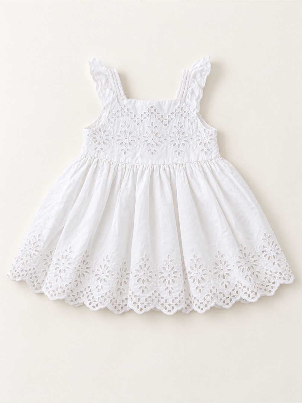 GAP White Eyelet Ruffle Strap Sundress